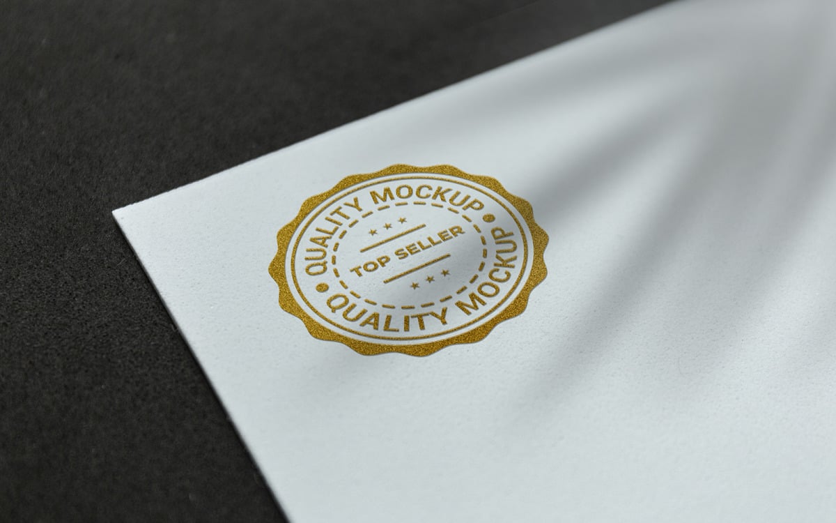 Download Gold Logo Mockup on White Paper with Palm Shadow