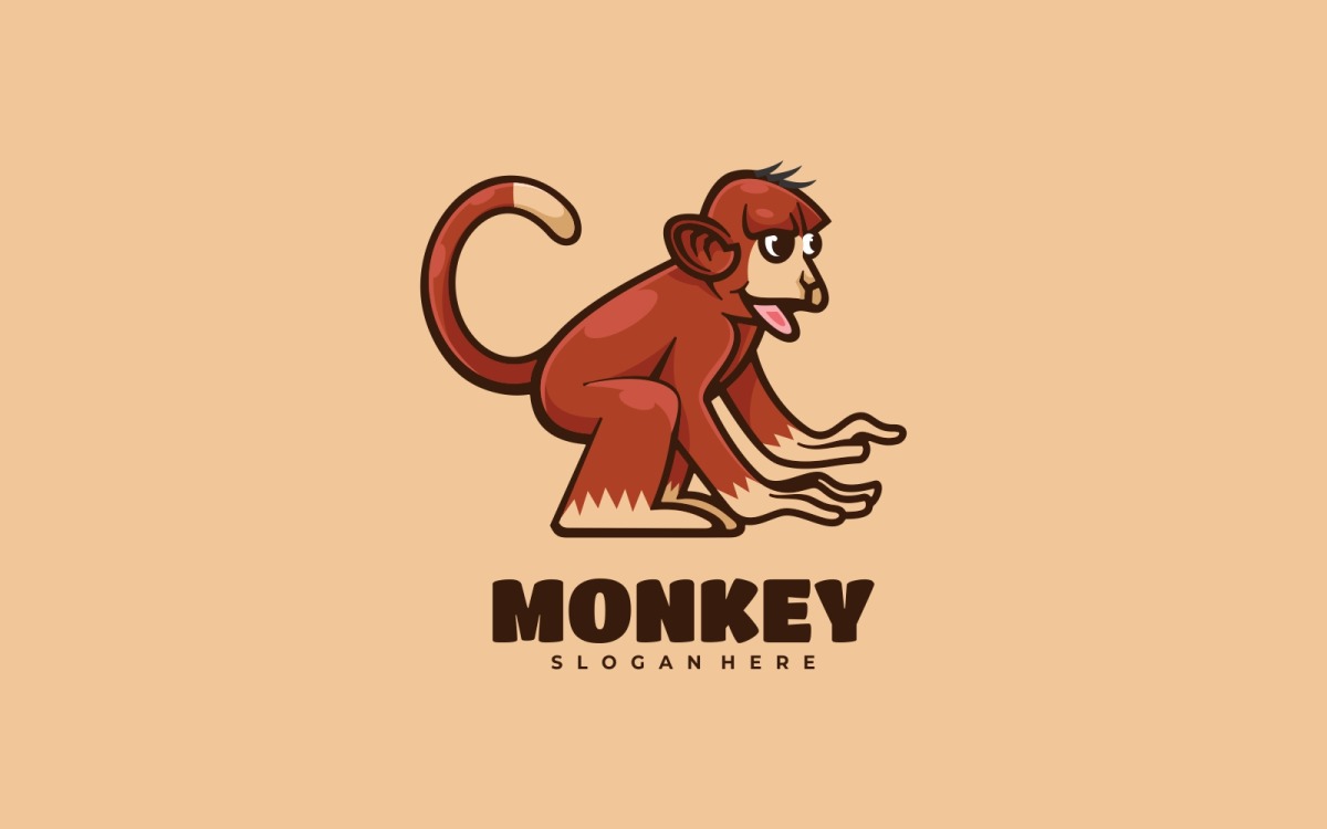 Logotipo de desenho animado de macaco feliz - TemplateMonster
