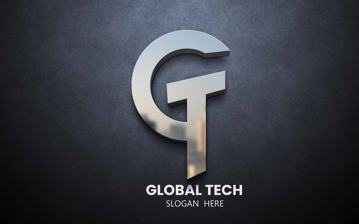 Modern flat gt letter logo template design
