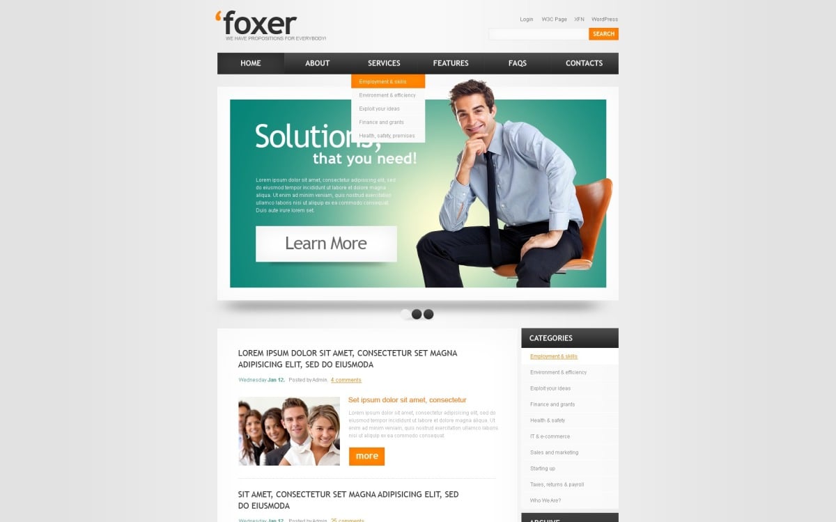 Free Template for Business & Services WordPress