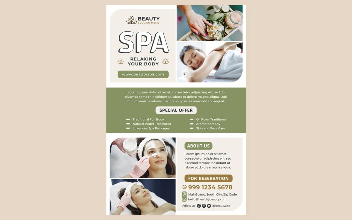 Free And Customizable Spa Templates