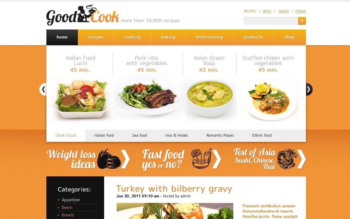 Free Cooking site In WordPress 196625 TemplateMonster