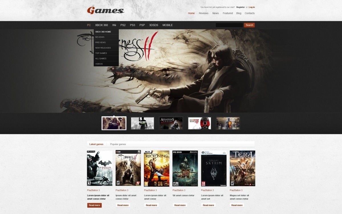 Free games Website Template