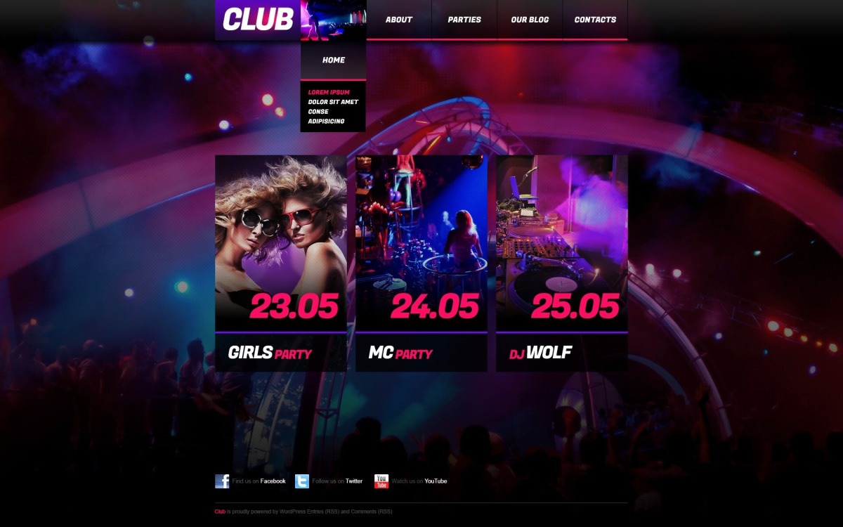 Free WordPress Theme for Night Club Website - TemplateMonster