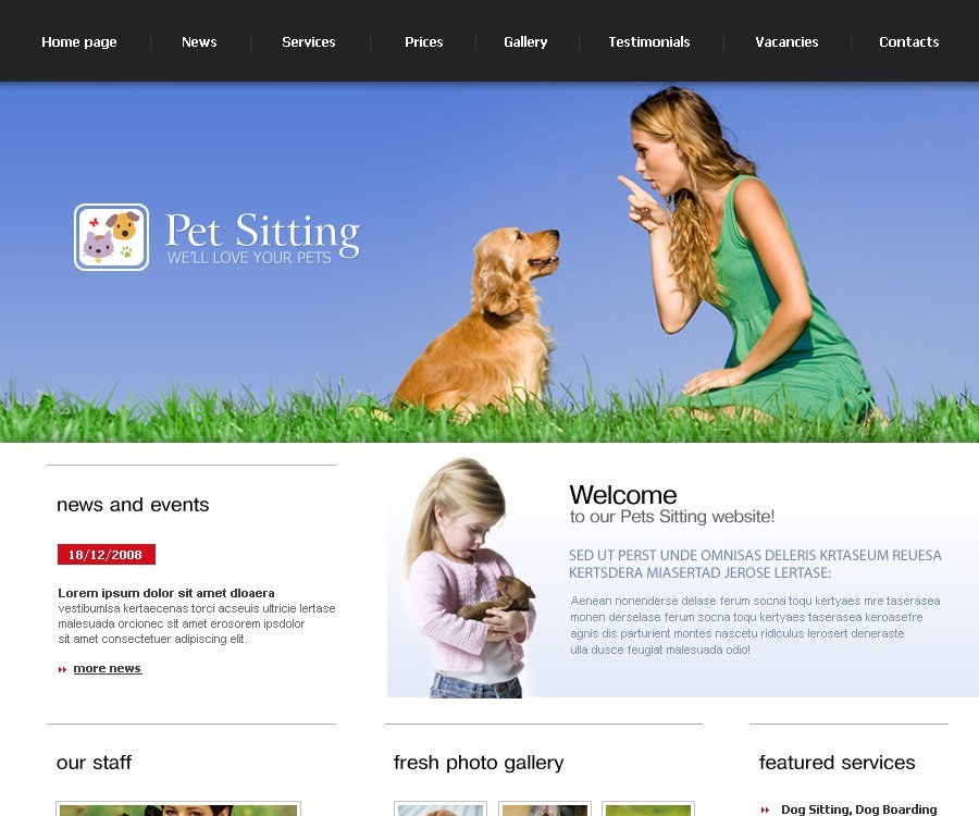 Pet Sitting Website Template 19989 TemplateMonster