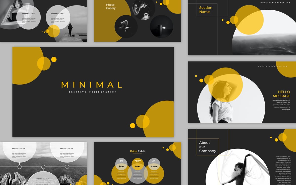 Black and Yellow Minimal Creative Presentation PowerPoint Template for  Business For Price Is Right Powerpoint Template.Html