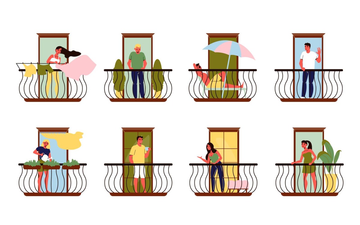 Windows Neighbours Vector Illustration Concept
