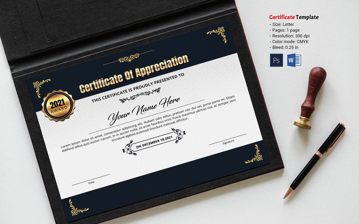 Zertifikatsvorlage für Auszeichnung 23 In Certificate Template For Pages