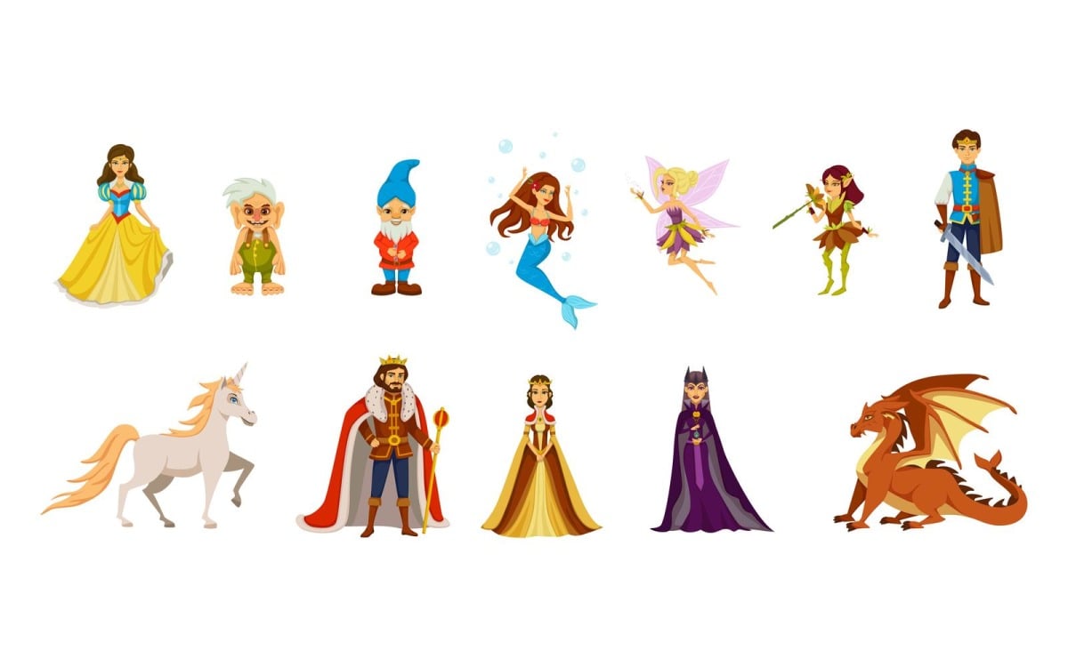 Fairy Tale Characters Cartoon Set Vector Illustration Concept Free