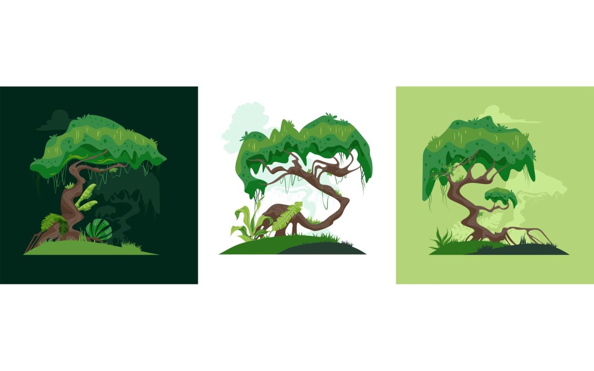 Concepto de diseño de plantas de la selva Concepto de ilustración vectorial Concepto de diseño de plantas de la selva Concepto de ilustración vectorial