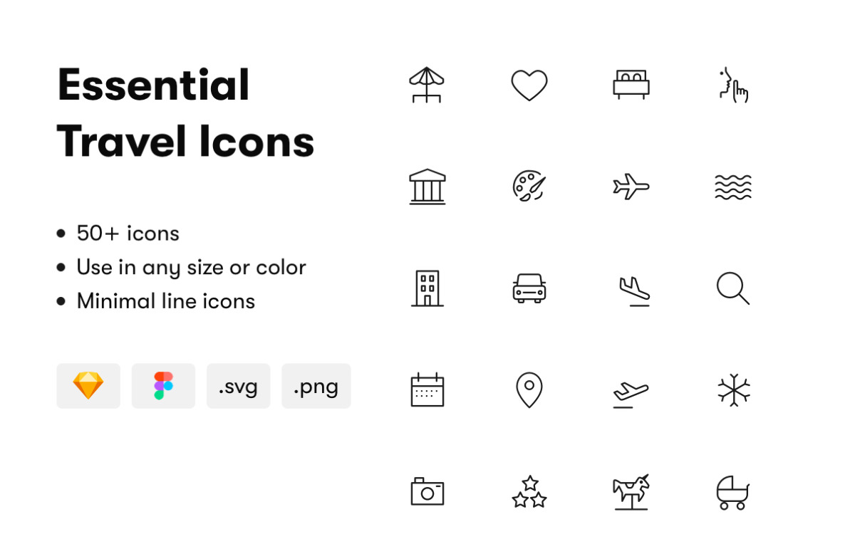 基本旅行图标集 Ui 元素 食物 旅行 户外 素描 Figma Svg Png 图形