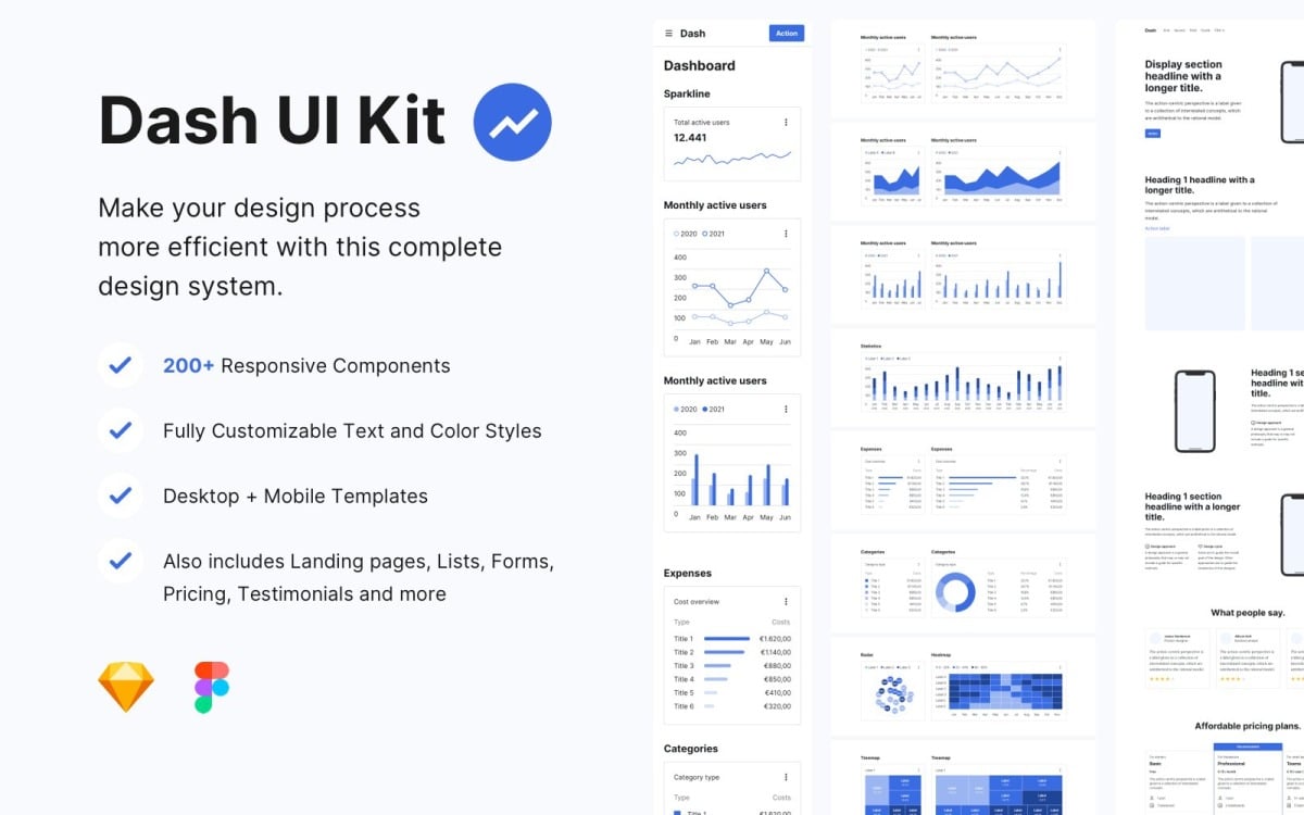 Dashboard Component UI Kit  Sketch Resource  FreebiesUI