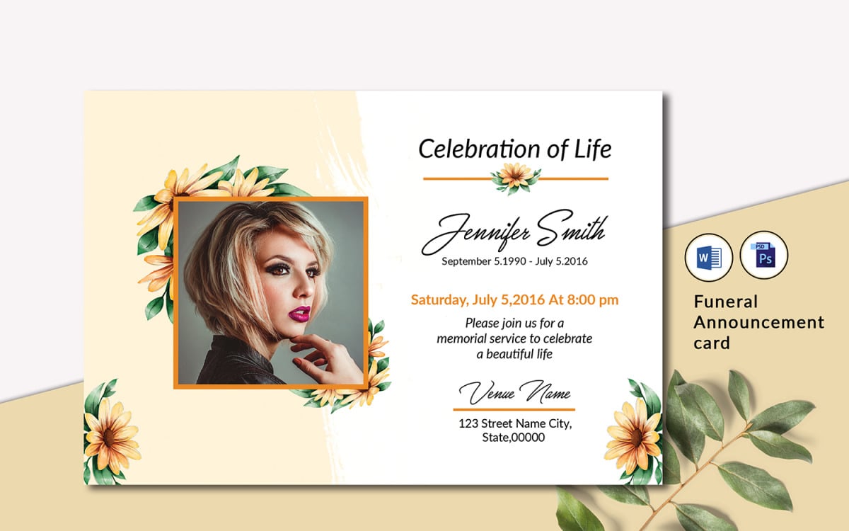 Funeral Announcement and Invitation Corporate Identity Template With Regard To Funeral Invitation Card Template