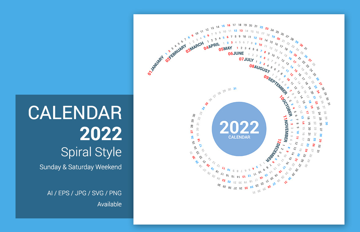 Calendar 2022 Round Spiral Planner #209449 - Templatemonster