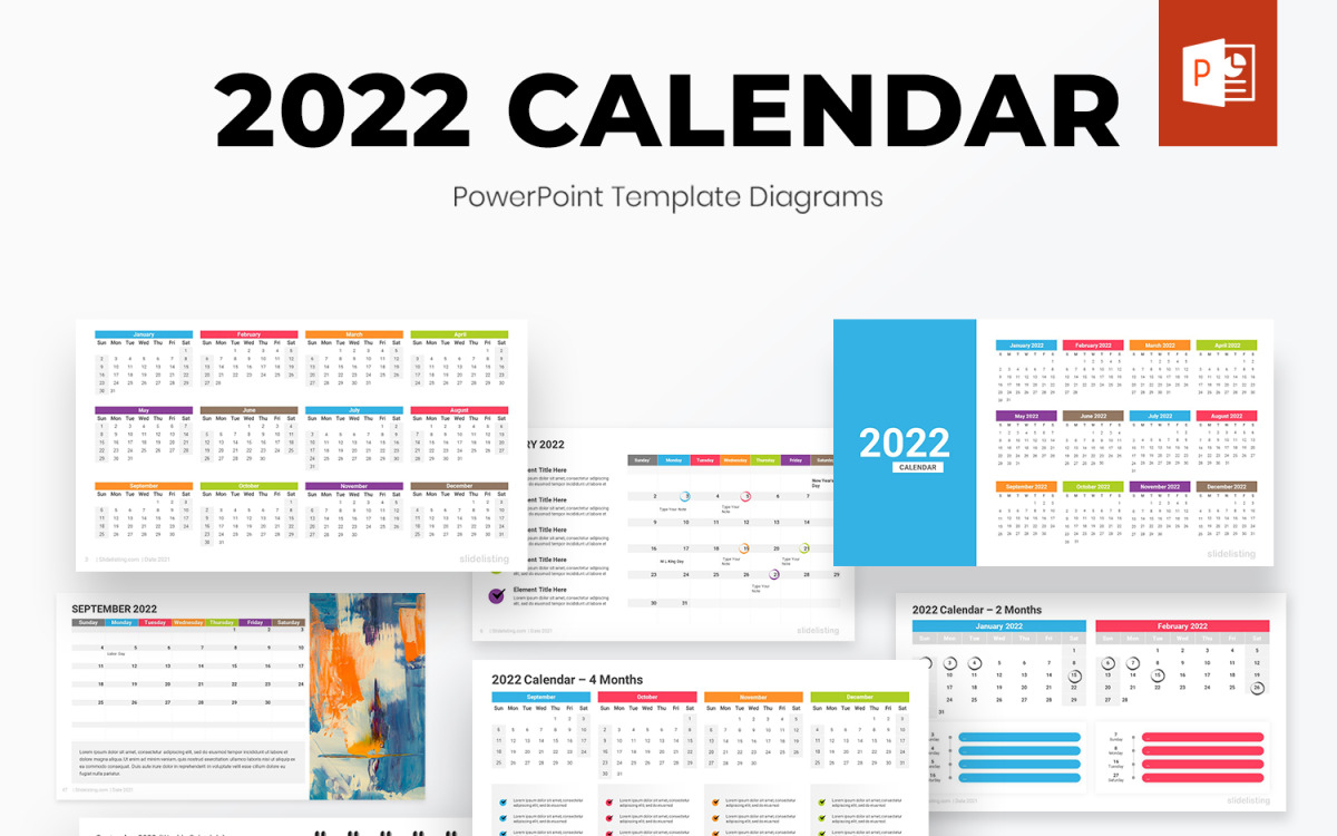 Powerpoint Calendar Template 2022 2022 Calendar Powerpoint Template Diagrams - Templatemonster