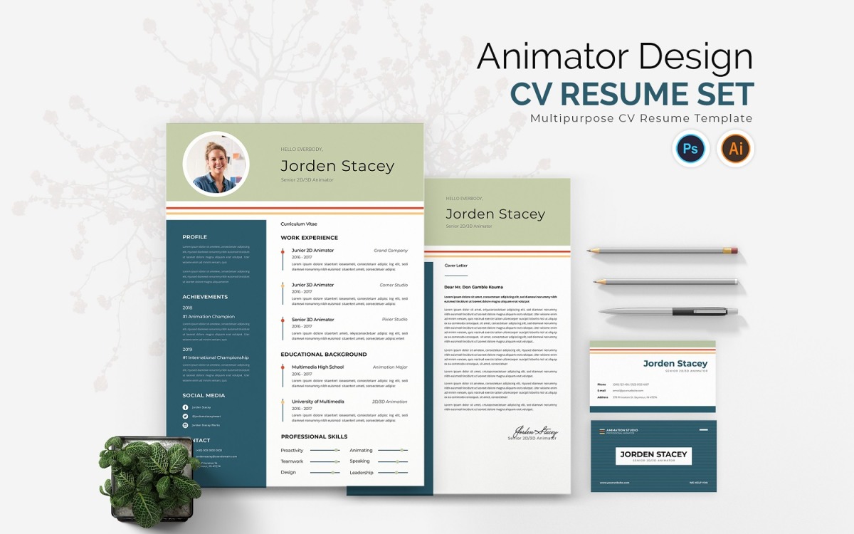 Animator Design CV Resume Set #210011 - TemplateMonster