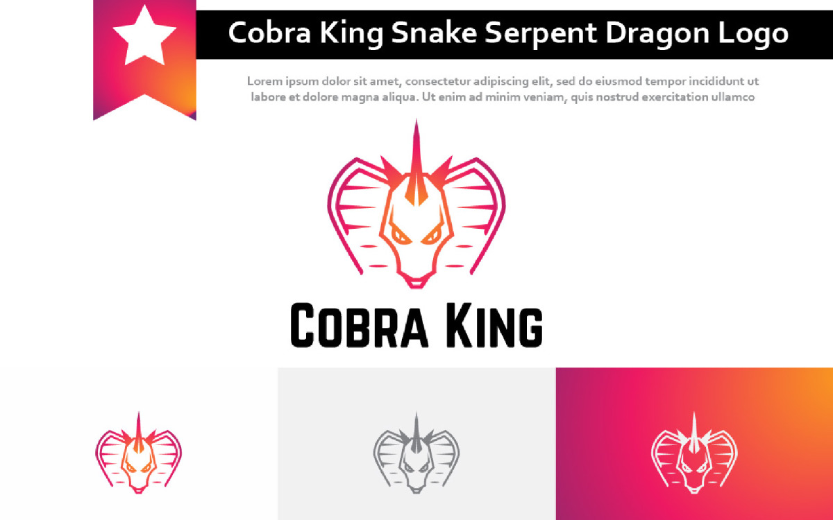 Cobra rei cobra serpente chifrudo dragão táticas jogo de estratégia esport  logo