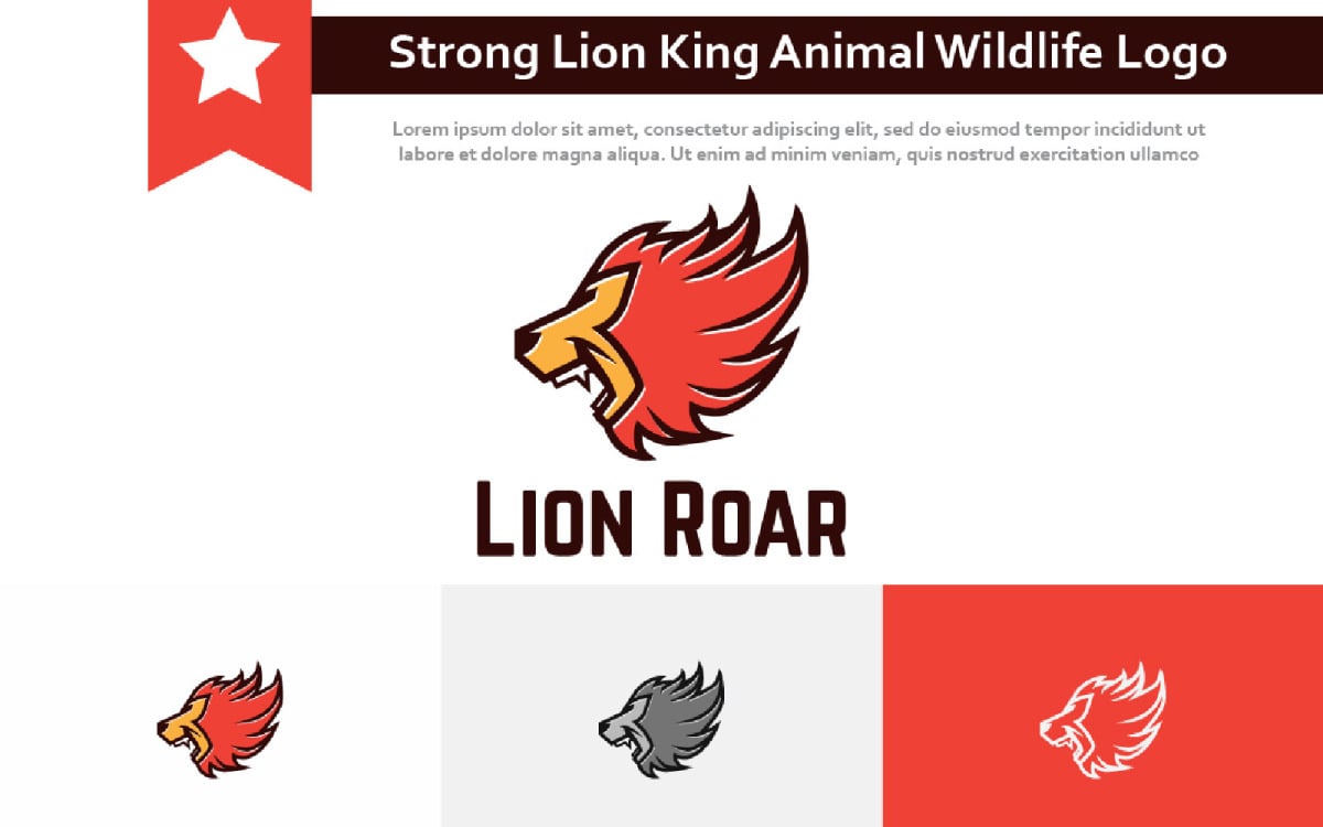 Strong Lion Head Hoar King Animal Jungle Wildlife Logo