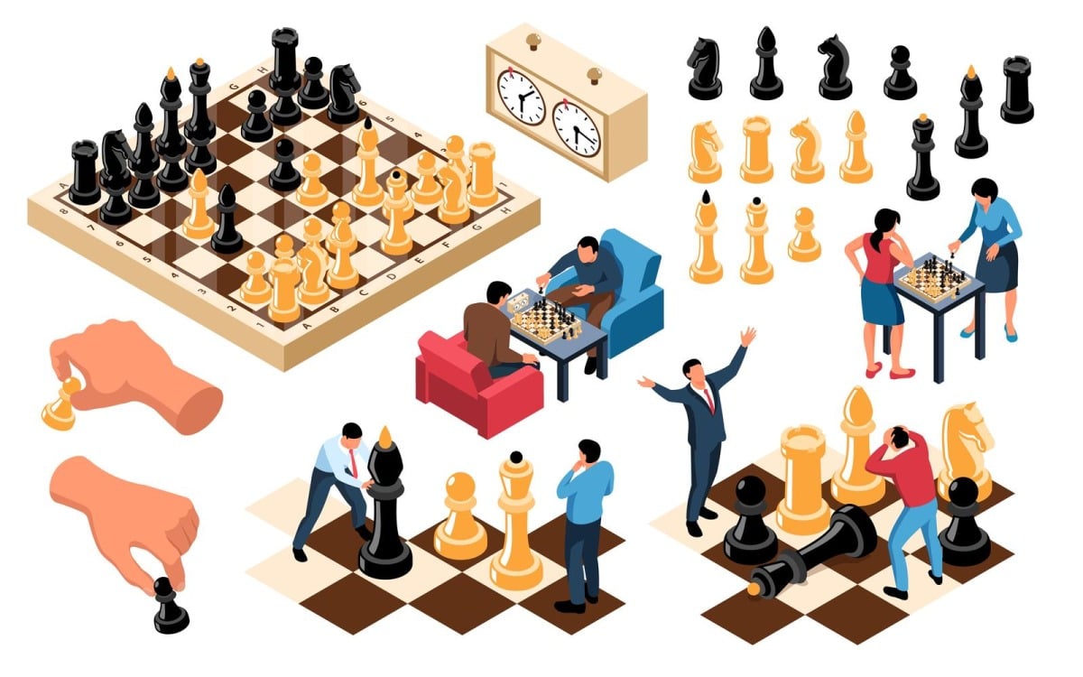 Isometrisches Schachspiel 201110511 Vektor-Illustrations-Konzept