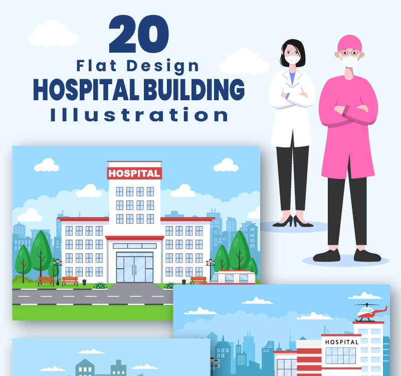 20 Hospital Building for Healthcare Illustration