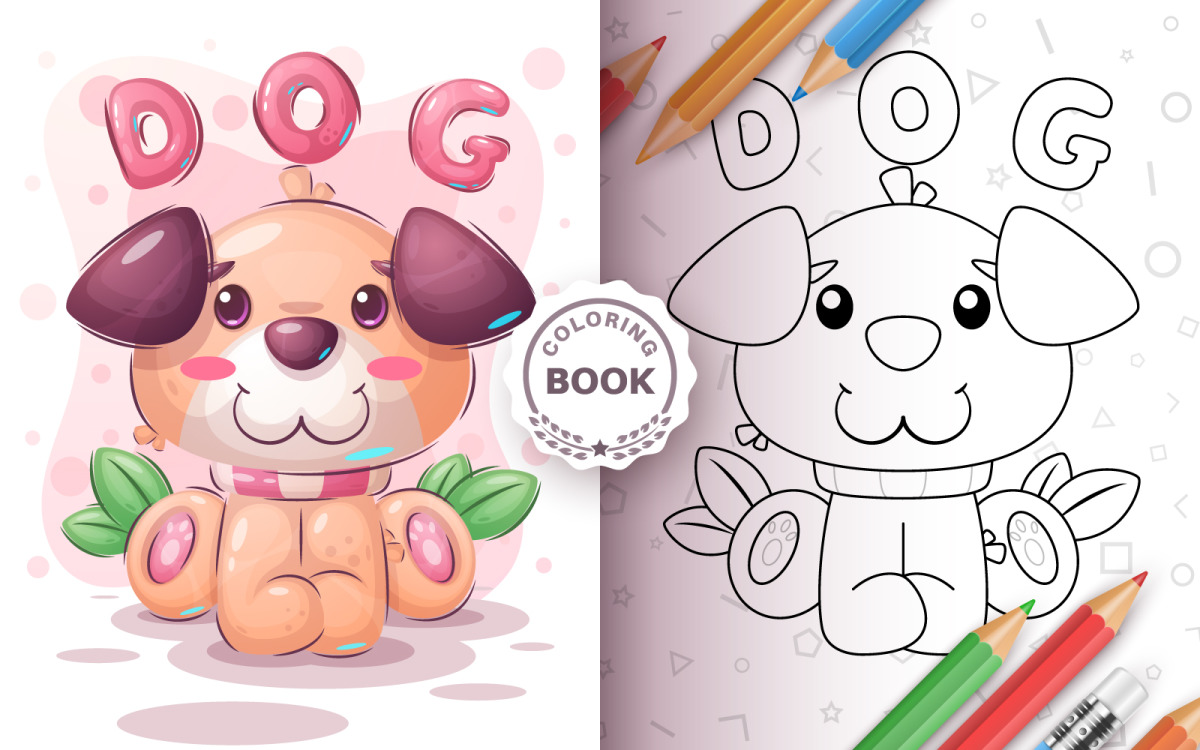 livro para colorir com uma página dog.coloring para jogos kids