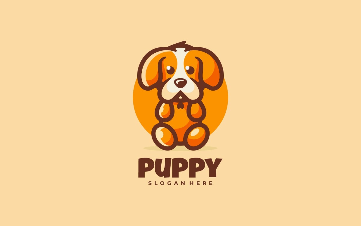 Vector Puppy Simple Mascot Logo Style - TemplateMonster