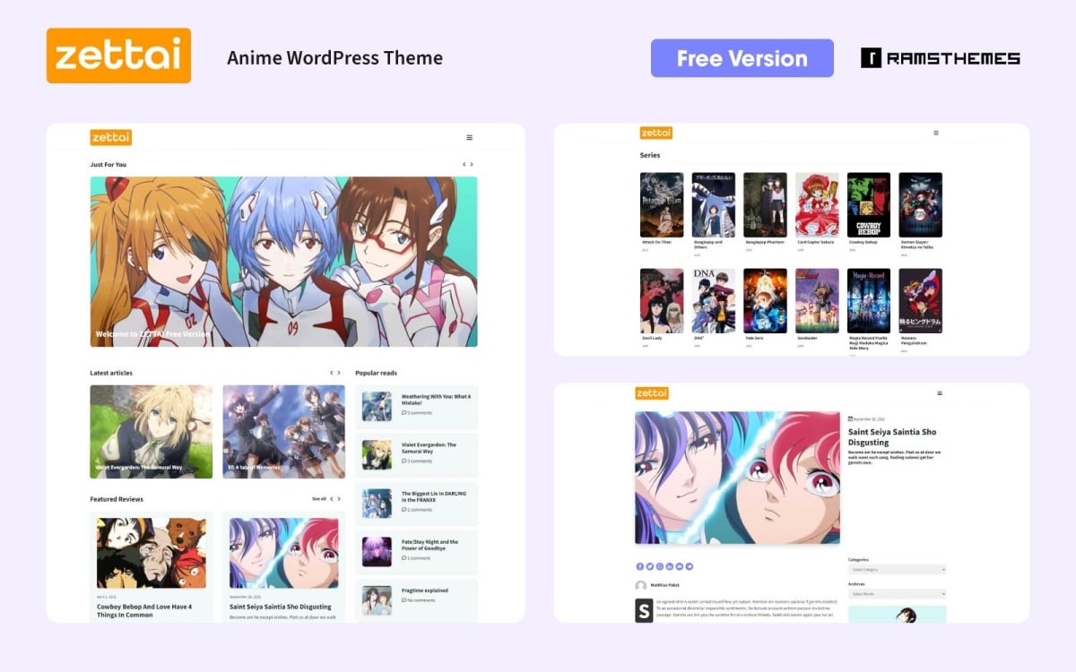 ZETTAI - Tema WordPress de anime grátis - TemplateMonster