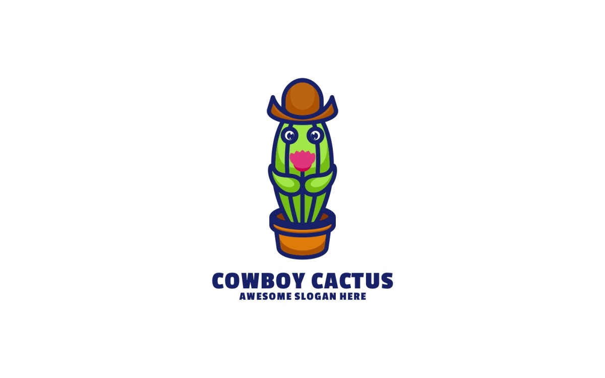Logotipo de desenho animado do cacto cowboy - TemplateMonster