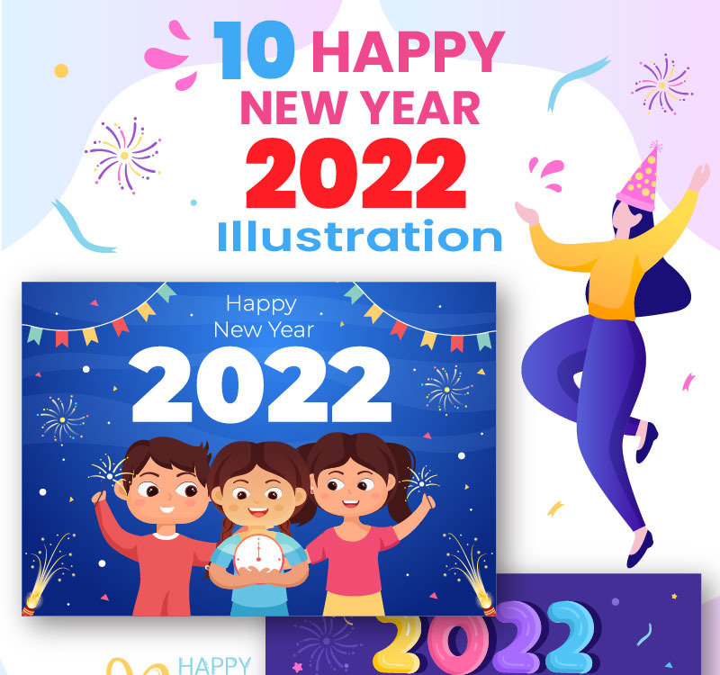 10 Happy New Year 2022 Background Template Illustration