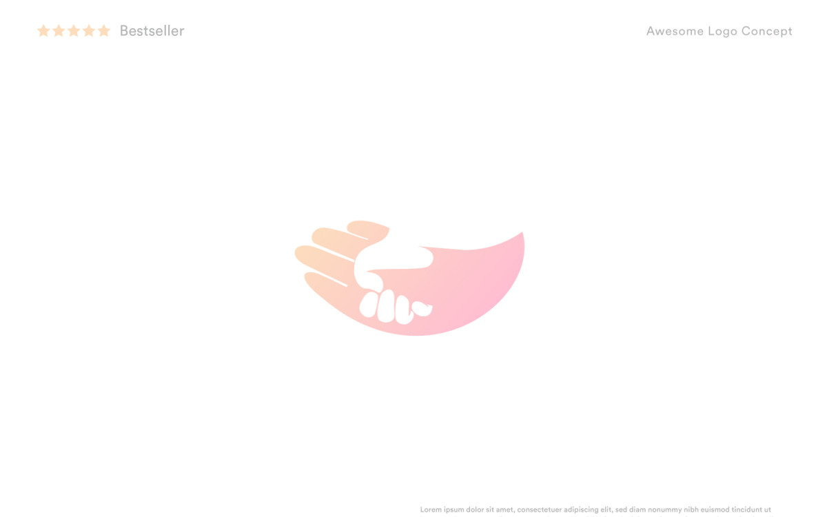 Pink heart holding hands icon logo Royalty Free Vector Image