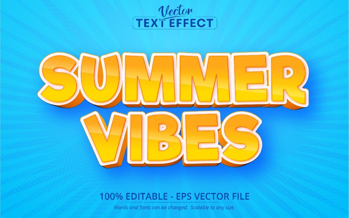 Summer Vibes - Cartoon Style, Editable Text Effect, Font Style, Graphics  Illustration