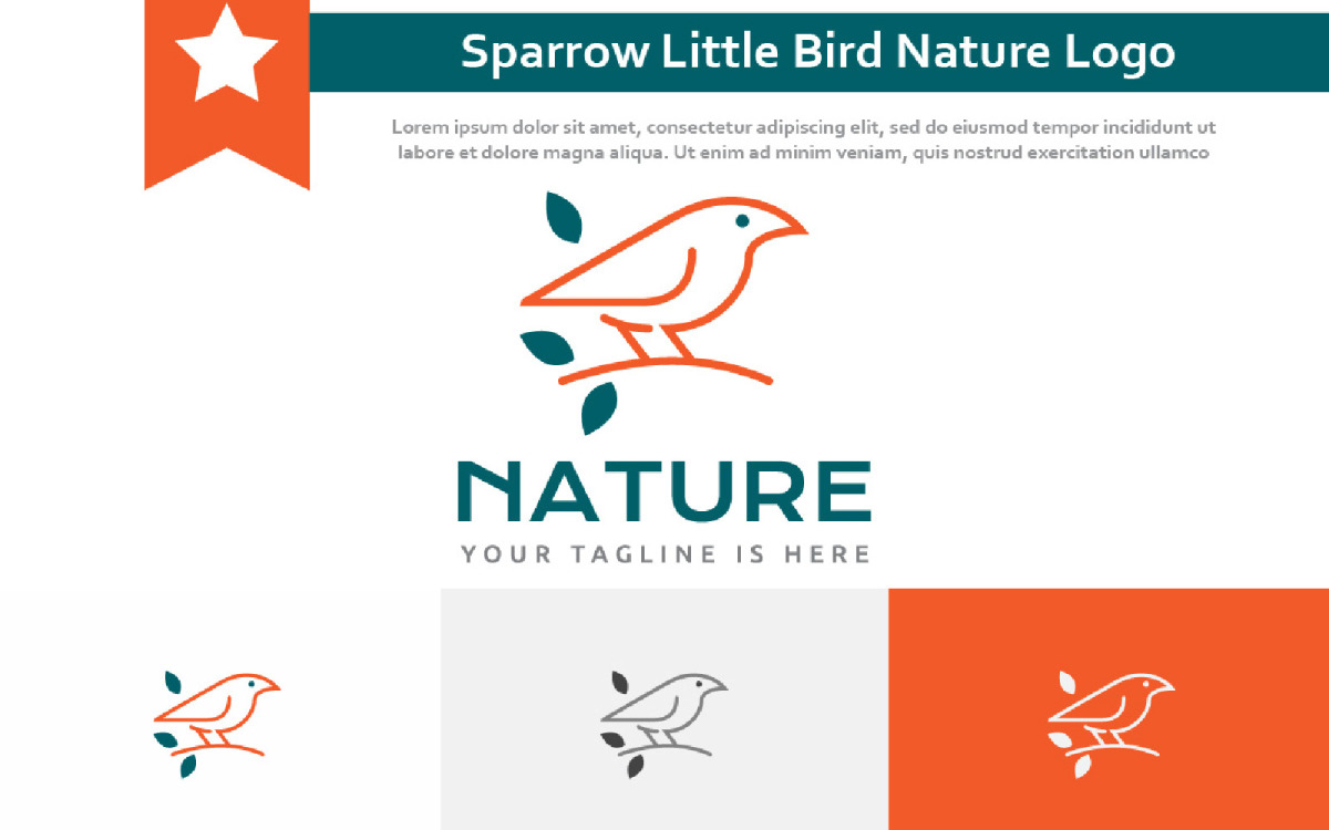 Sparrow Bird Logo Custom Design Template - TemplateMonster