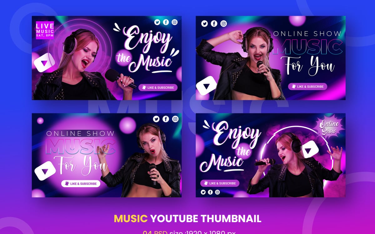 Live Music Thumbnail Template Social Media