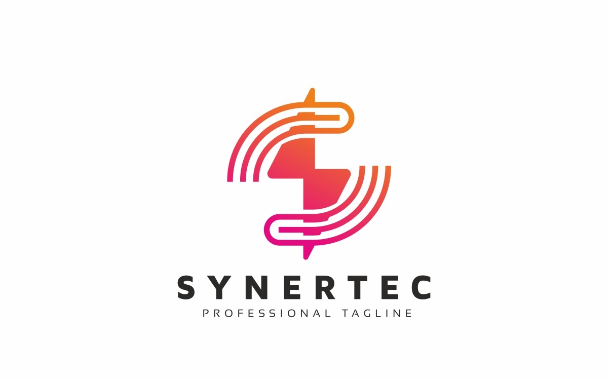 Logo company with synergy flat design on white Vector Image