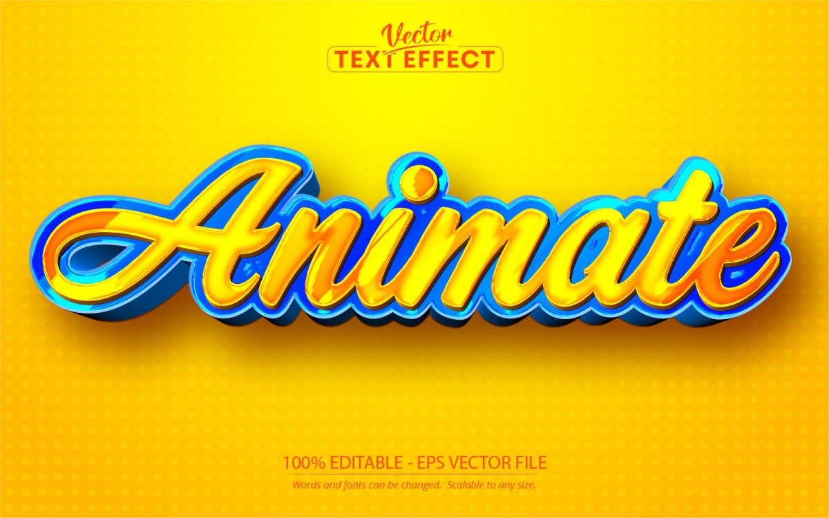 Animar: efecto de texto editable, estilo de texto de dibujos animados,  ilustración gráfica