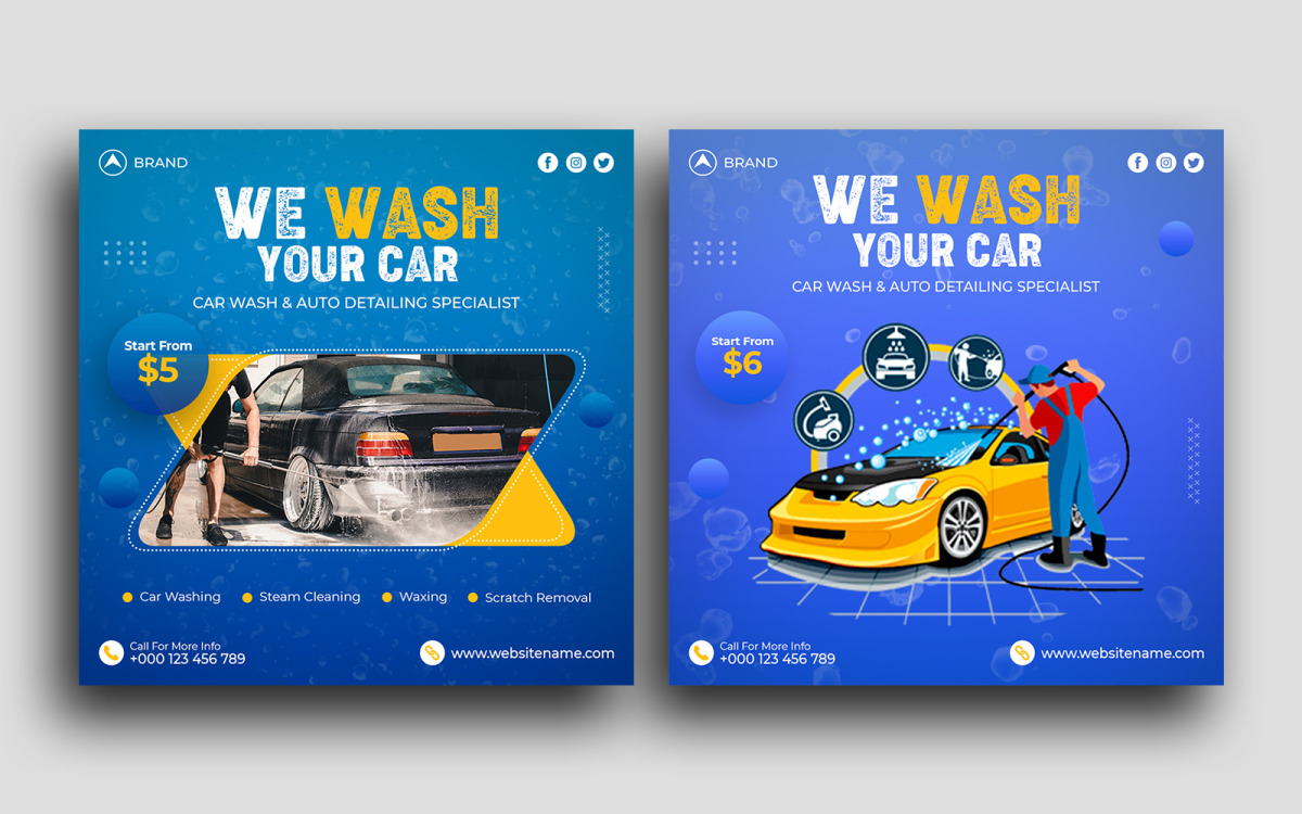 Car Wash Social Media Post Postagem no Instagram Modelo de banner