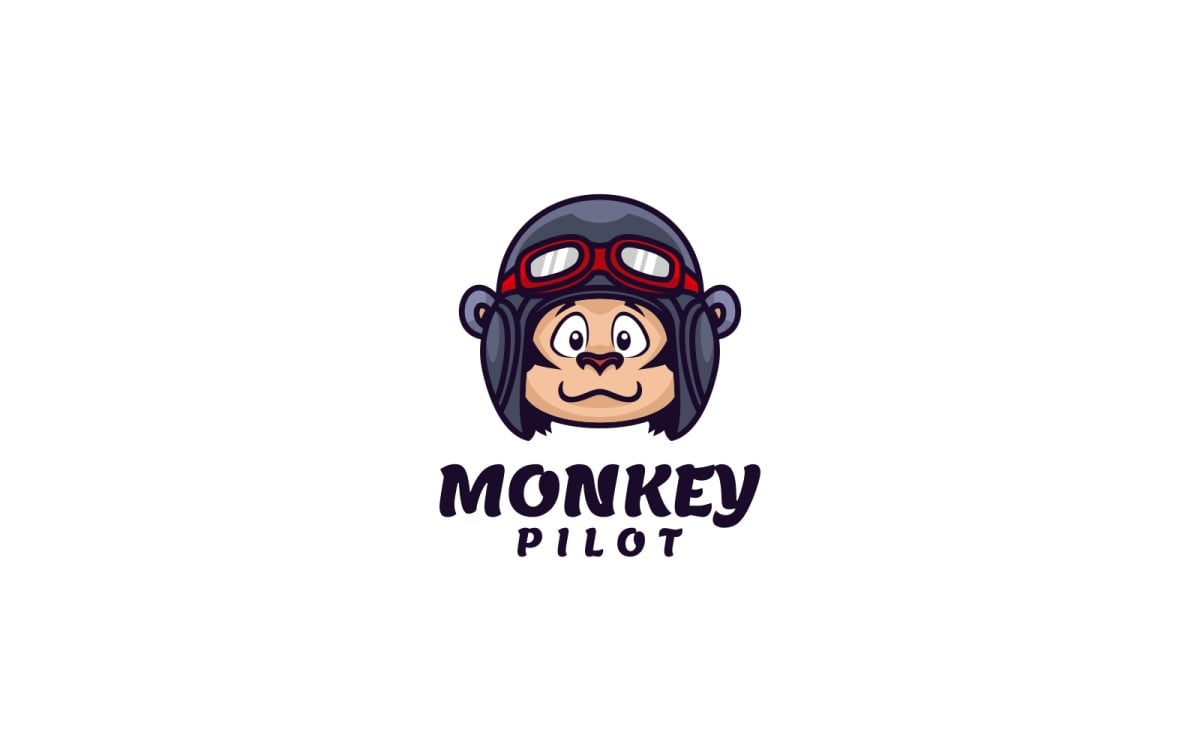 Logotipo de desenho animado de piloto de macaco