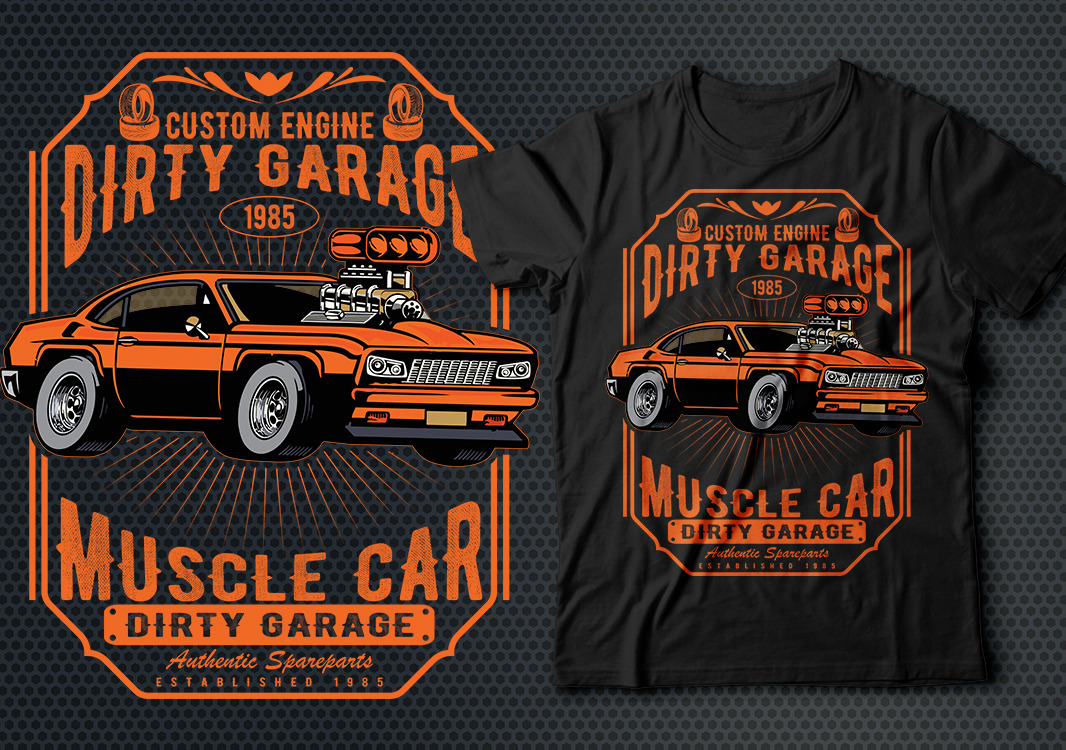 Geen Fokken knecht Custom Engine Dirty Garage T-shirt Design - TemplateMonster