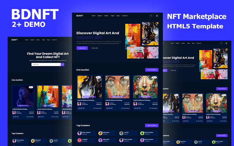 BdNFT NFT Marketplace HTML5 Template TemplateMonster