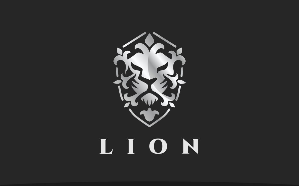 Lion king logo design black and white Royalty Free Vector
