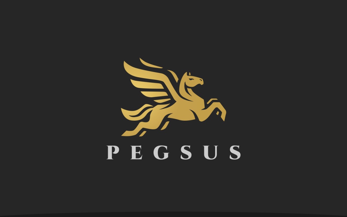 Modern powerful elegance gold pegasus logo icon Vector Image