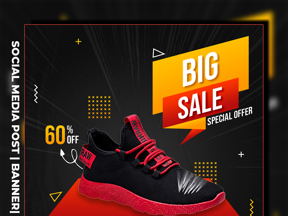 Exclusieve Sportschoenen Banner Social Media Post Ontwerpsjabloon Psd