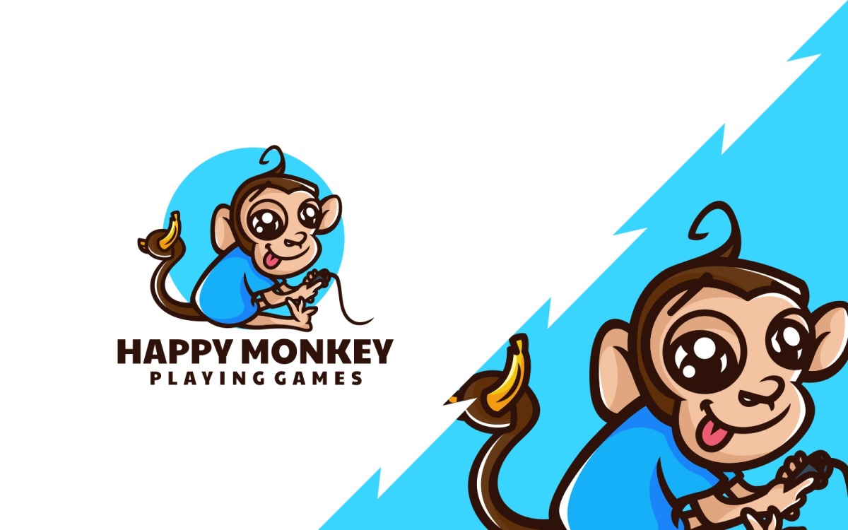 Logotipo de desenho animado de macaco feliz - TemplateMonster