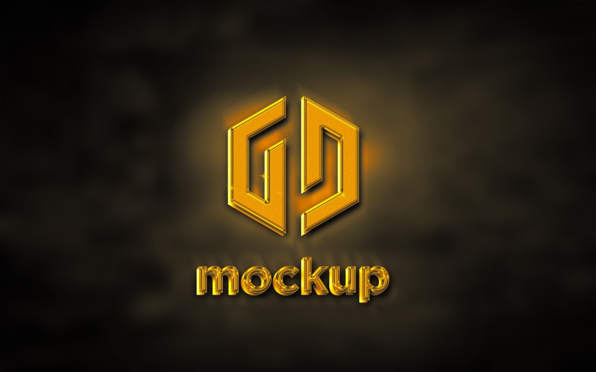3d Gold Logo Mockup with Debossed Effect Graphic by Harry_de