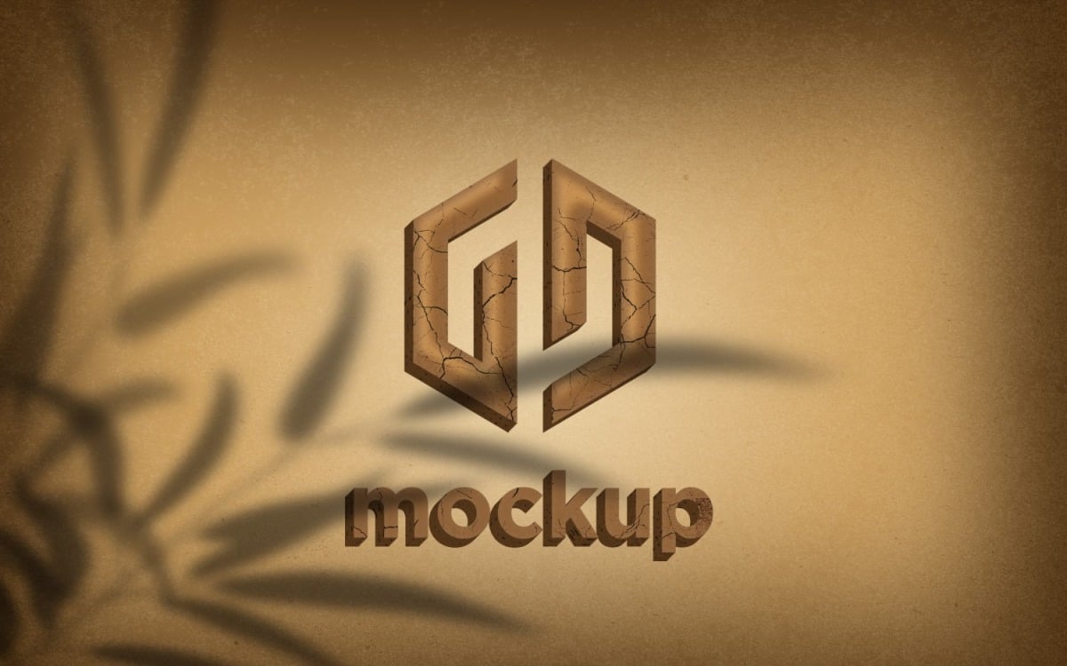 Mud Logo Mockup With Leaves Shadow Effects - TemplateMonster