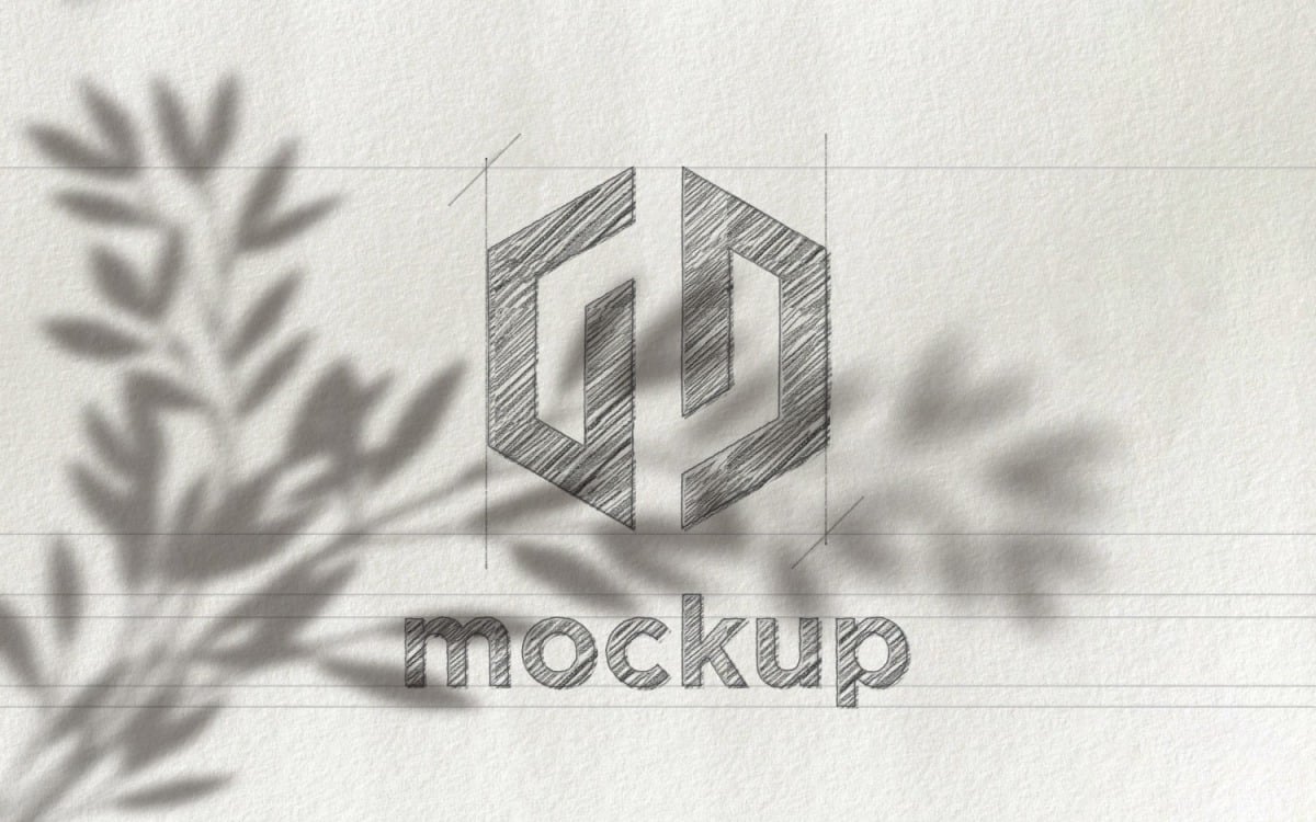 Premium PSD | Pencil sketch minimalist logo mockup