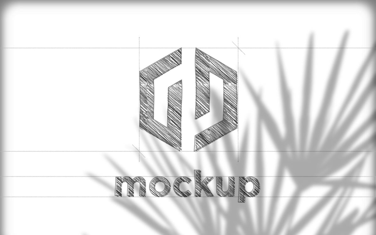 Pencil Sketch Logo Mockup PSD