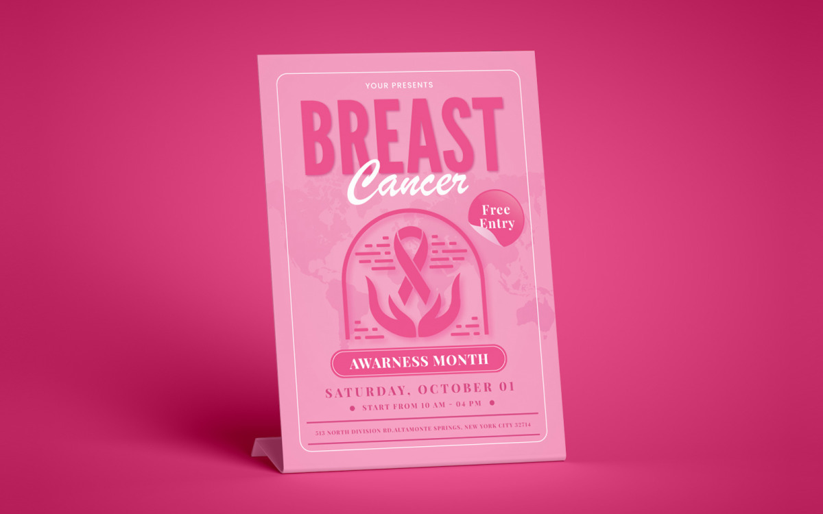 Breast Cancer Awareness month poster flyer Template