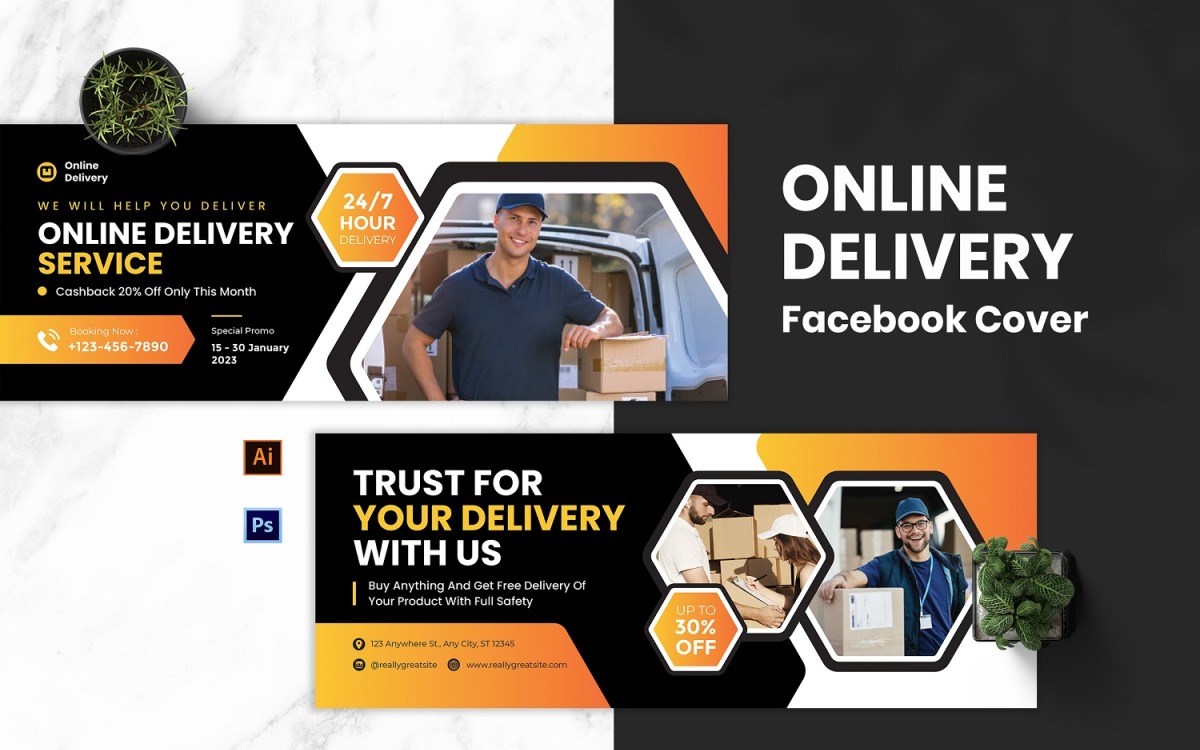 Free Shipping And Delivery Service Facebook Cover Design