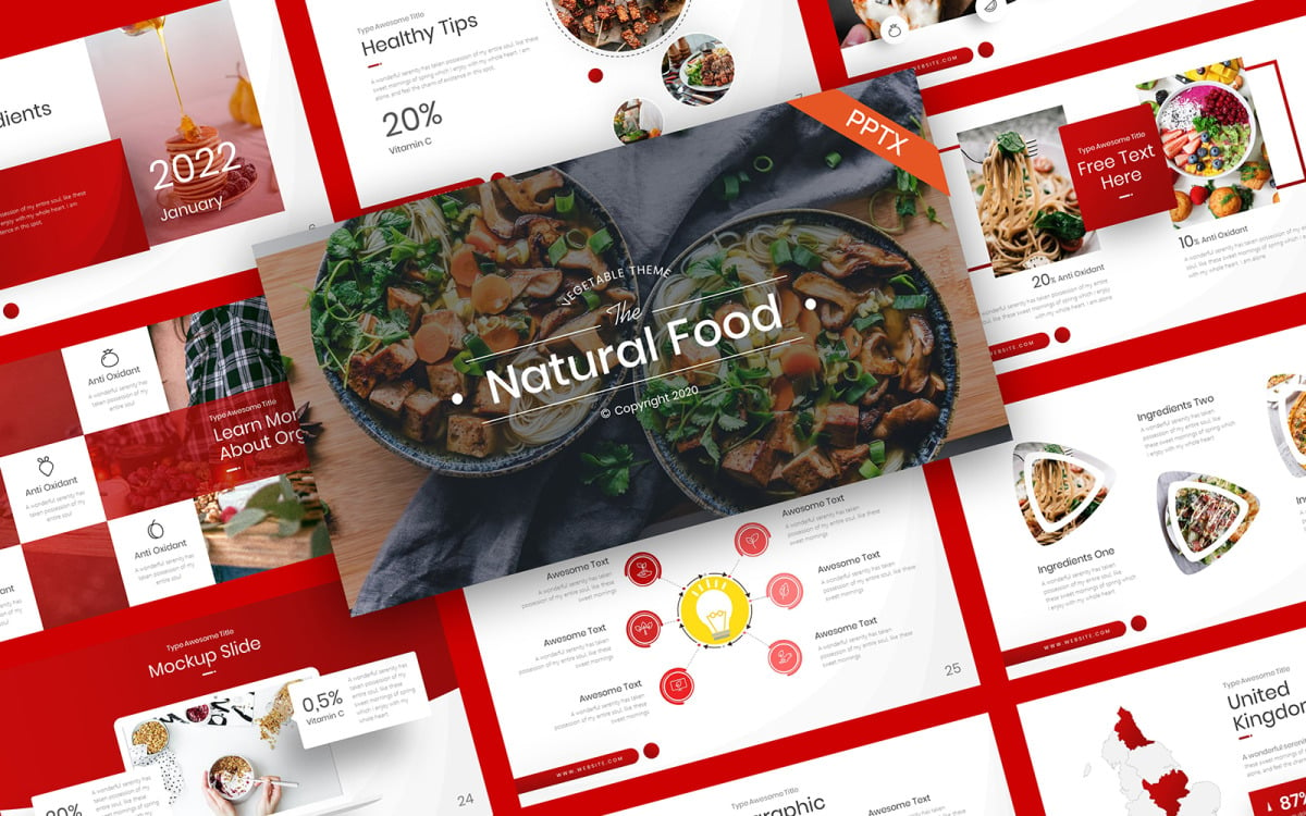 Шаблон Natural Best Food PowerPoint #238165 - TemplateMonster